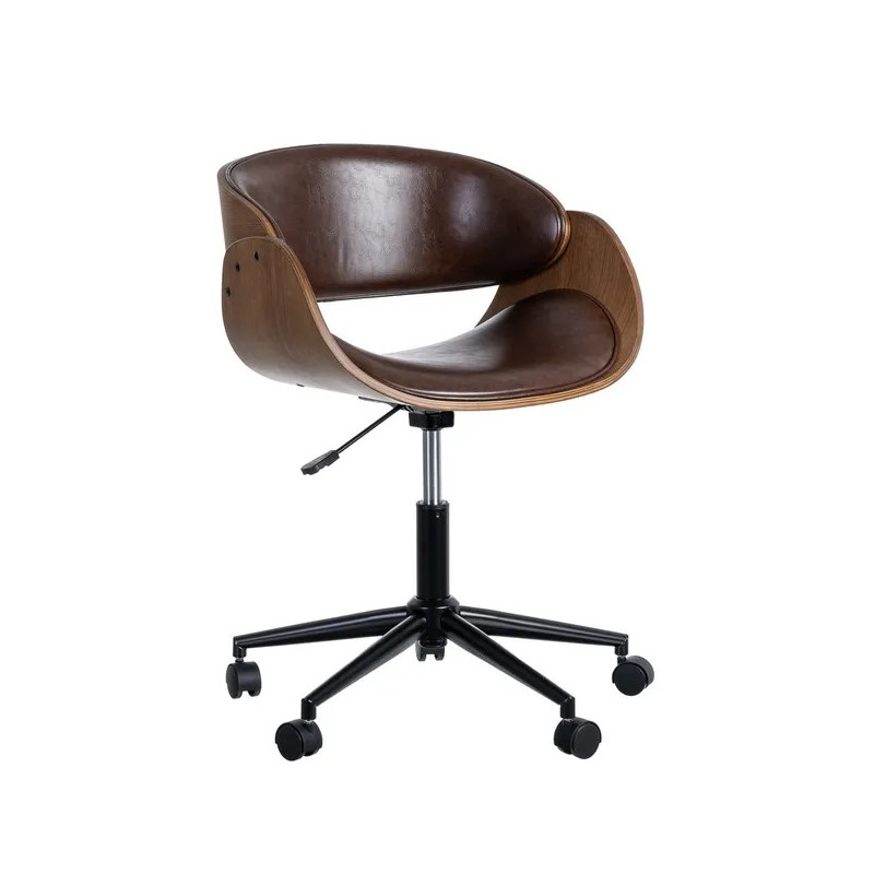 Silla de Estudio con Ruedas en Madera Marrón | Diseño Moderno