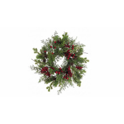 Corona Navideña Berry 36 cm con Bayas Rojas
