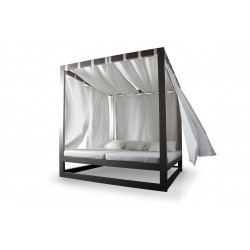 CAMA BALINESA ALUMINIO Y TELA DE EXTERIOR