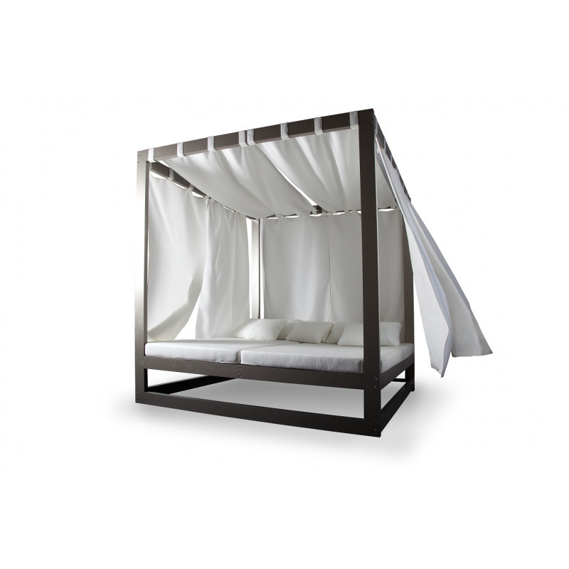 CAMA BALINESA ALUMINIO Y TELA DE EXTERIOR