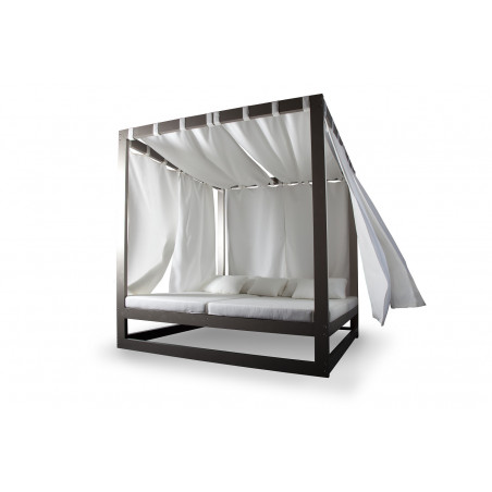 CAMA BALINESA ALUMINIO Y TELA DE EXTERIOR