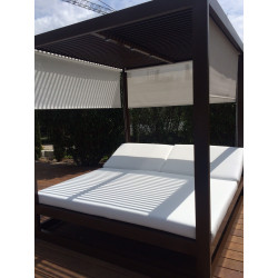CAMA BALINESA ALUMINIO Y TELA DE EXTERIOR