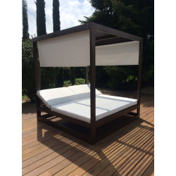 CAMA BALINESA ALUMINIO Y TELA DE EXTERIOR