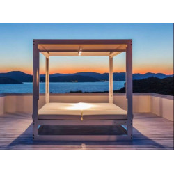 CAMA BALINESA ALUMINIO Y TELA DE EXTERIOR