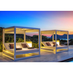 CAMA BALINESA ALUMINIO Y TELA DE EXTERIOR