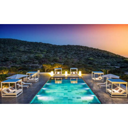 CAMA BALINESA ALUMINIO Y TELA DE EXTERIOR