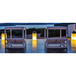 CAMA BALINESA ALUMINIO Y TELA DE EXTERIOR