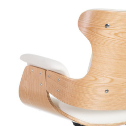 SILLÓN RUEDAS NATURAL-BLANCO  PIEL VINILICA.