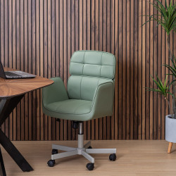 SILLA RUEDAS VERDE  PIEL VINILICAOFICINA