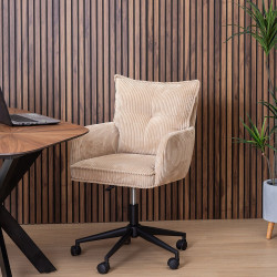 SILLA RUEDAS BEIGE TEJIDO OFICINA