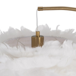 LÁMPARA SUELO BLANCO-ORO PLUMAS