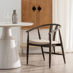 SILLA NEGRO TEJIDO-MADERA SALÓN